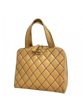 Chanel Handbag Wild Stitch Lambskin Beige Gold